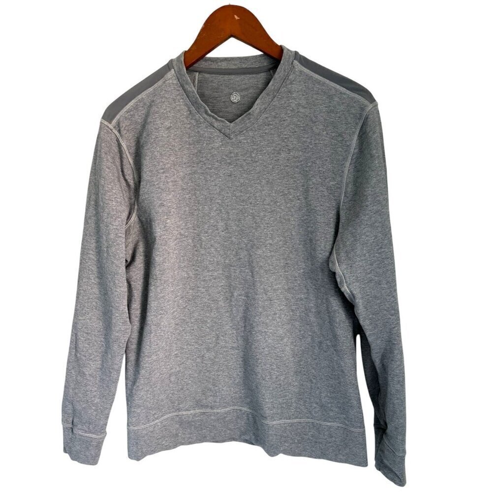 Lululemon V-Neck Sweatshirt Shoulder Patch Gray Pullover Size Med